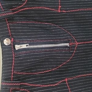 Tripp Pencil Skirt pinstripe with red contrast stitching